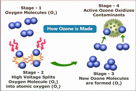 Diagram showing ozone production and pair particles