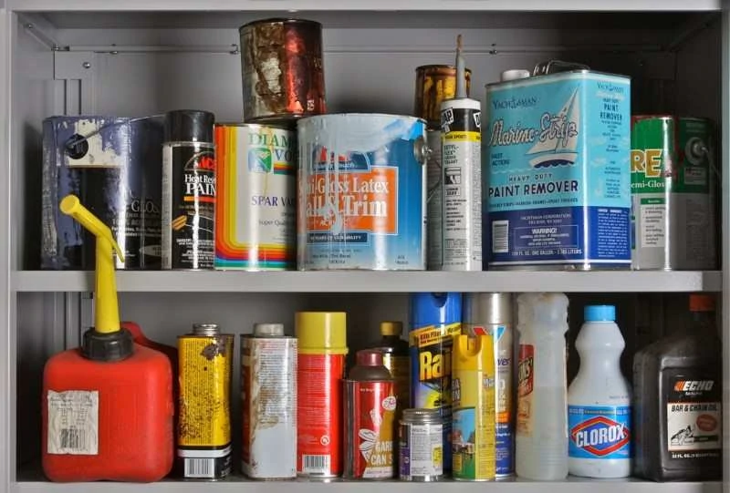 Image of household chemicals on a shelf