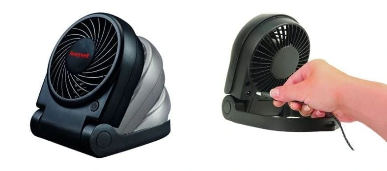 Honeywell HTF090B Turbo On the Go portable fan side and rear views