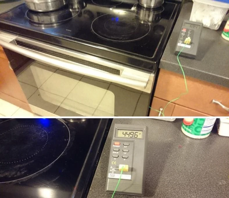 Conventional oven preheat time measurement setup