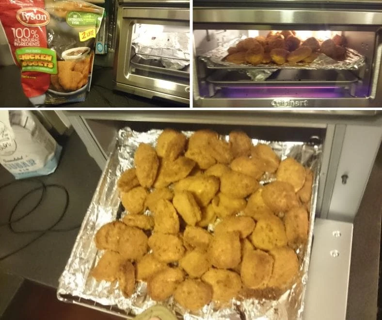 Cuisinart TOA-60 chicken nuggets cooking test