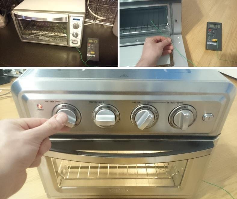 Toaster oven preheat time test setup image