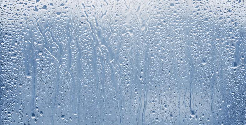 Example of condensation on a glass window due to humidity