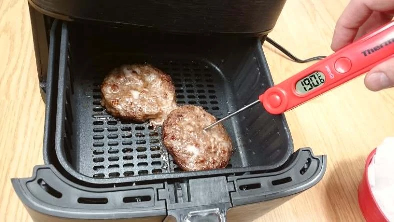 Image showing measure hamburger meat internal temperature with a ThermoPro TP03A digital thermometer