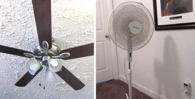Image showing a comparison of ceiling fan vs floor fan