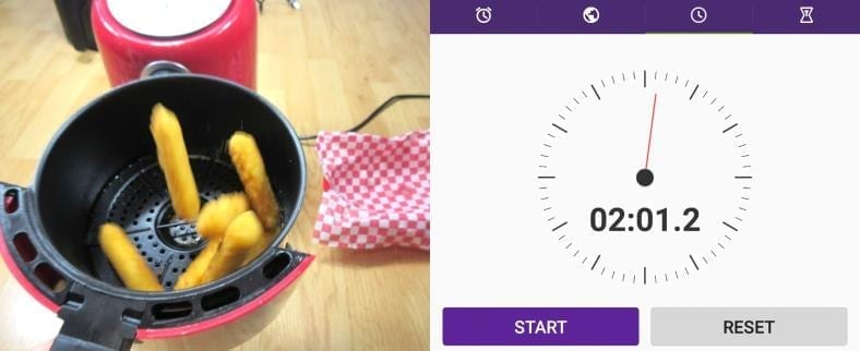 Image showing example of shaking cheese sticks in an air fryer while cooking