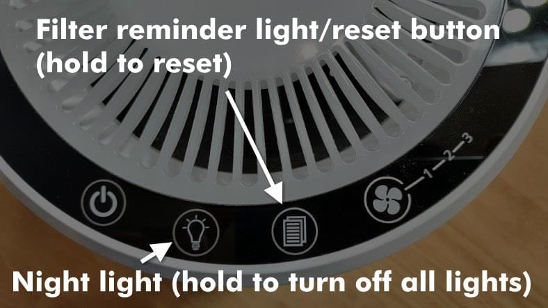 Image showing examples of extra features on the Levoit LV-H132 air purifier