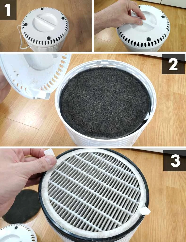 Image showing filter removal for the Levoit LV-H132 air purifier