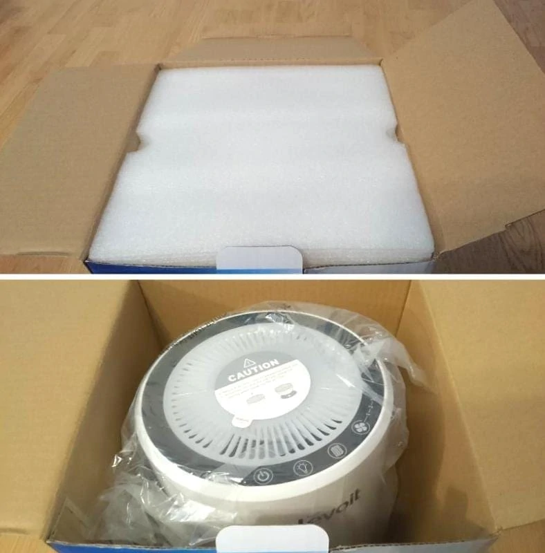 Image of unboxing the LV-H132 air purifier from its packaging