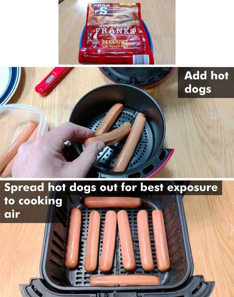 Image showing how to place hot dogs in an air fryer