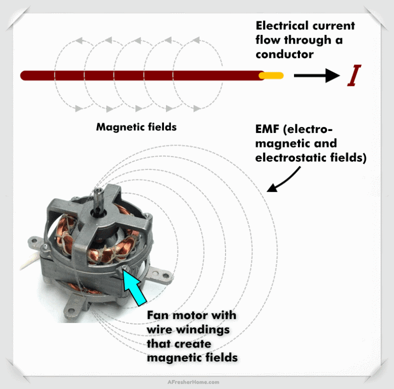 EMF radiation field conductor and motor windings diagram